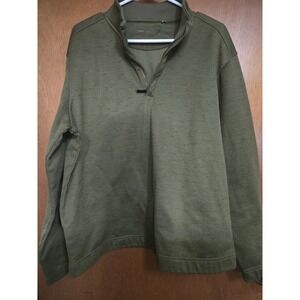 Walter Hagen Men's Green Cotton Knit 1/4 Zip Mock Neck Pullover Sweater Size L
